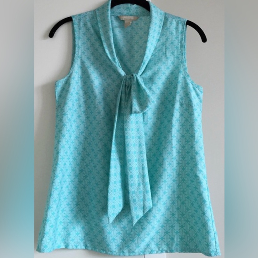 Aqua Sleeveless tie neck Top